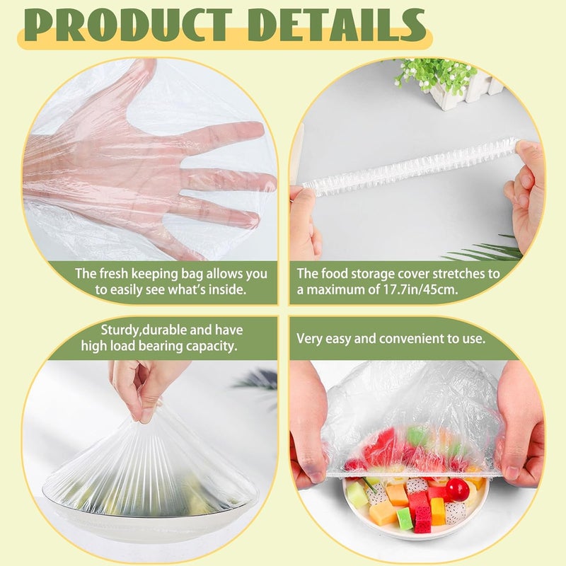OJYUDD 400 Pcs Fresh Keeping Bags,Plastic Food Storage Covers,Elastic Sealing Bowl Lids,Adjustable Wrap Bowl Covers for Family Kitchen Outdoor Picnic - Image 3